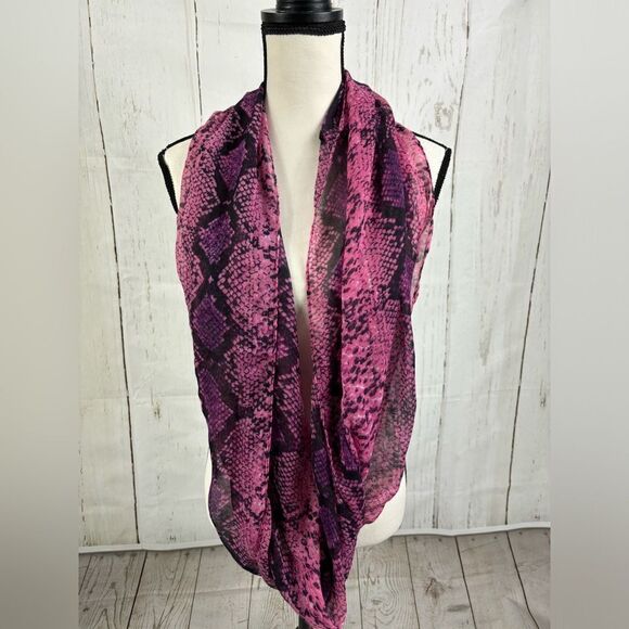 Purple Pink Snake Print Infinity Scarf Multifunctional - Picture 1 of 5